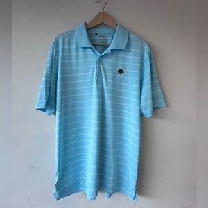 Adidas Sky Blue Striped Polo Golf Shirt